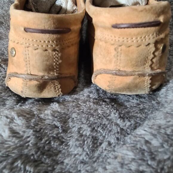 UGG Womens 9 Meena Shearling Suede Leather Driving Shoes Mocassins Slippers - Picture 4 of 9